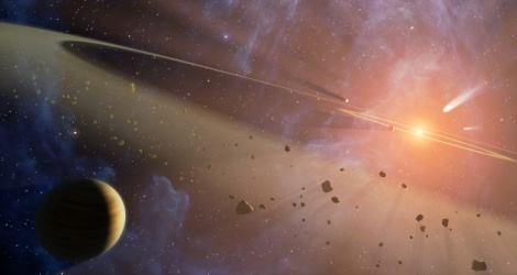 Artist's impression of double asteroid belt at Epsilon Eridani, source NASA JPL.